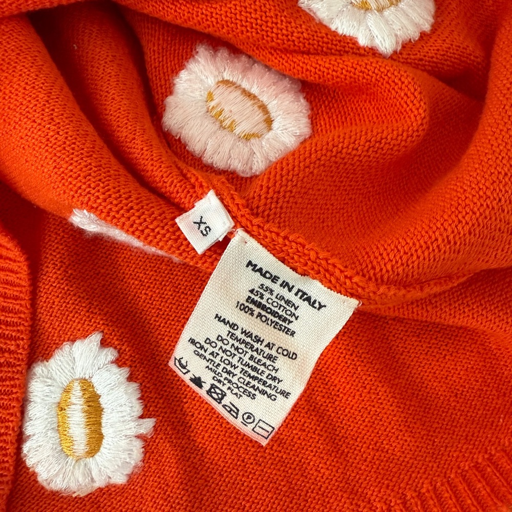 Mansur Gavriel Coral Orange Daisy Sweater XS - Picture 6 of 7